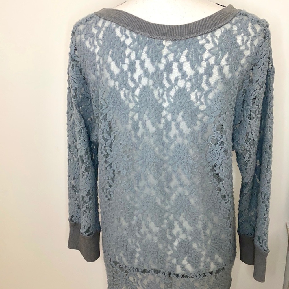 Anthropologie Eloise Brushed Lace Pullover Top L - Picture 5 of 15